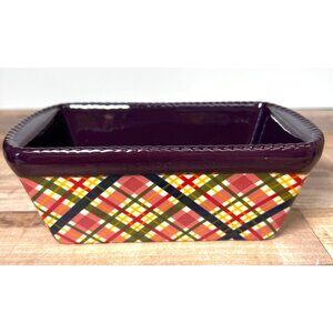 Temptations Rectangular Baking Dish Purple & Plaid Design Oven & Dishwasher Safe